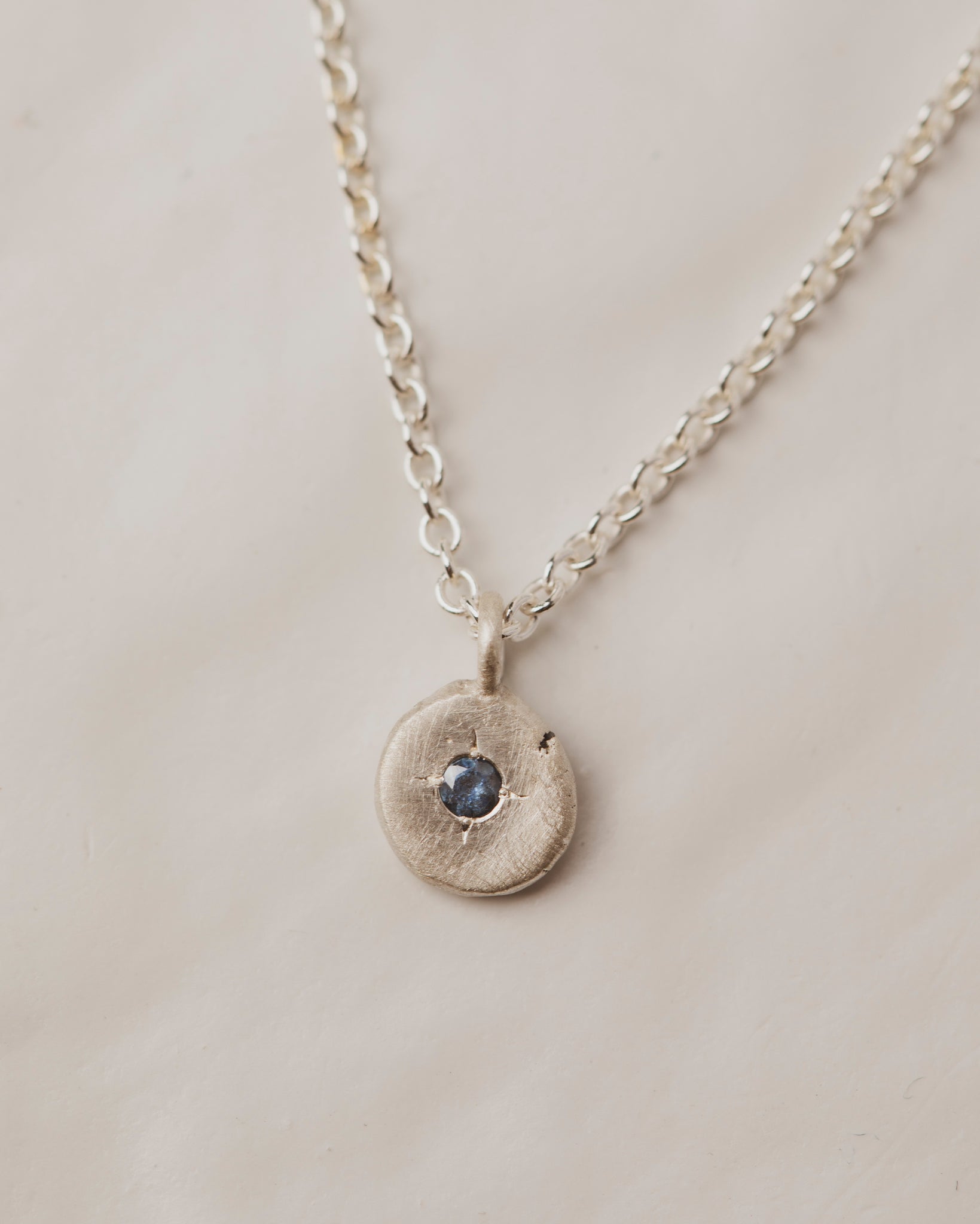 Sapphire pebble necklace in sterling silver