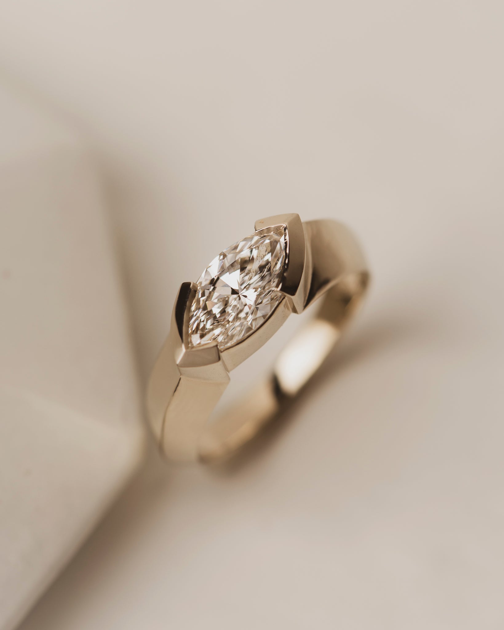 Marquise Diamond Ring in 18K White Gold
