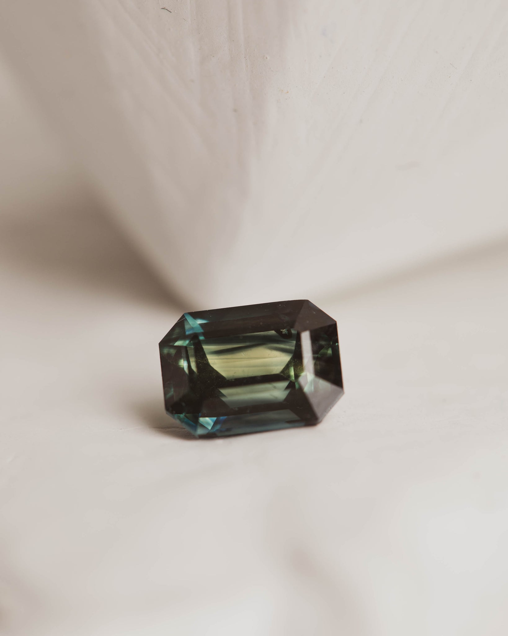 2.76 carat Blue Green Emerald Cut Sapphire