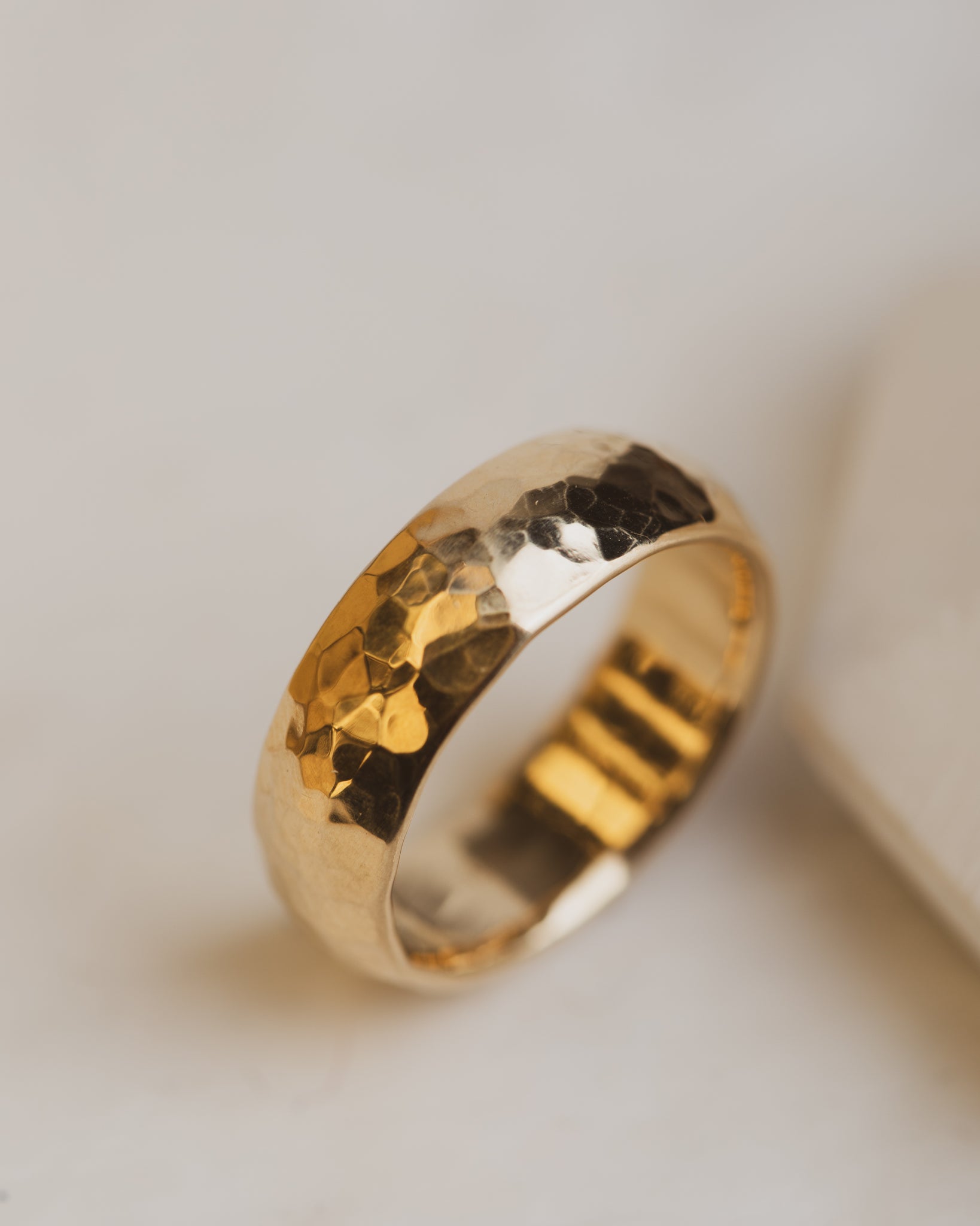 Hammered 14K Yellow Gold Band