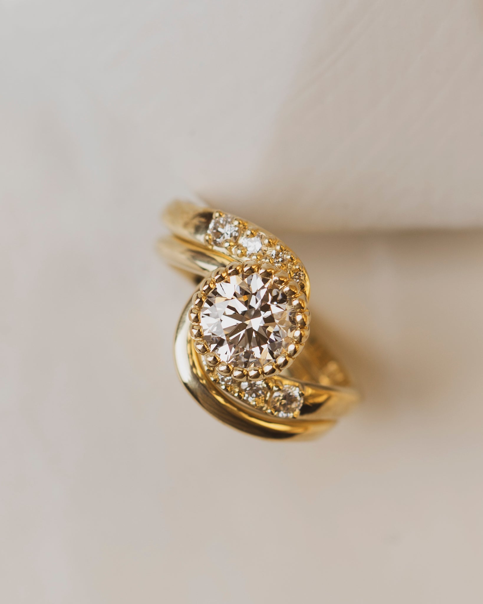 1.52 Carat Lab Grown Diamond Engament Ring with 8 Accent Diamonds and 18K gold band