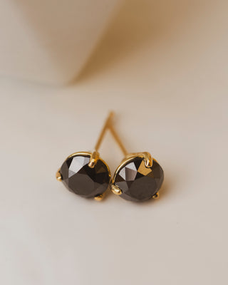 Black Diamond Studs set in 18K yellow gold, Over a carat each