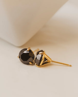 Black Diamond Studs set in 18K yellow gold, Over a carat each