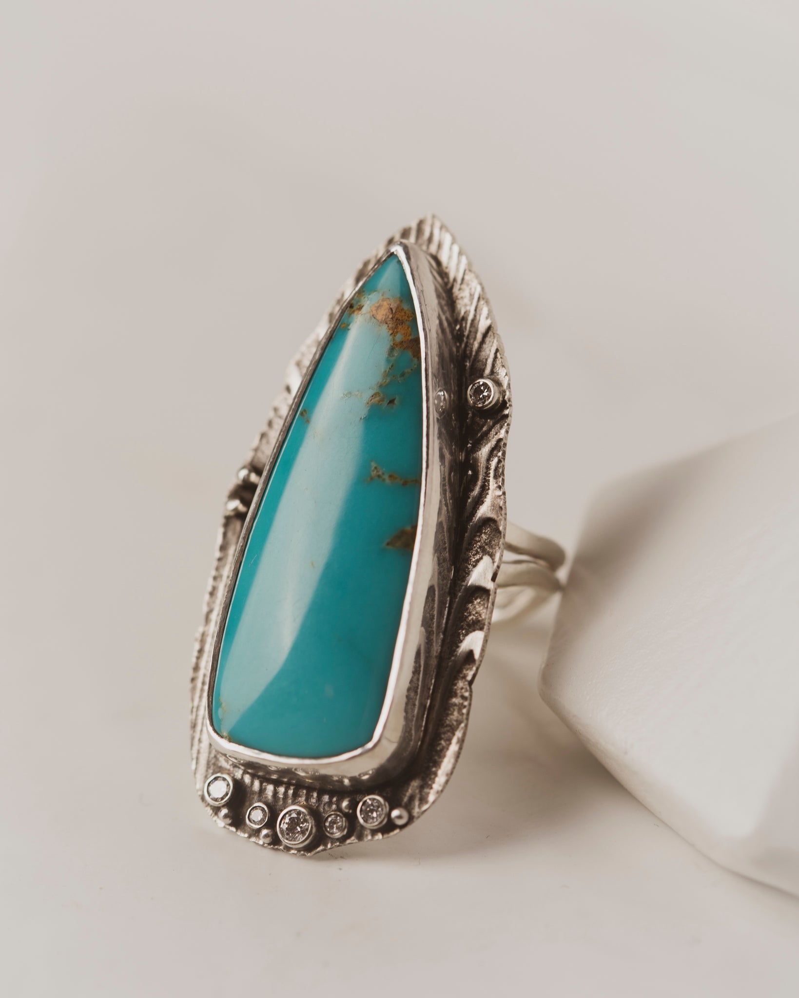 Santa Maria Turquoise with diamonds in sterling silver