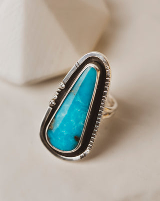 Drop of Ocean Santa Maria Turquoise and Diamond Ring in Sterling Silver