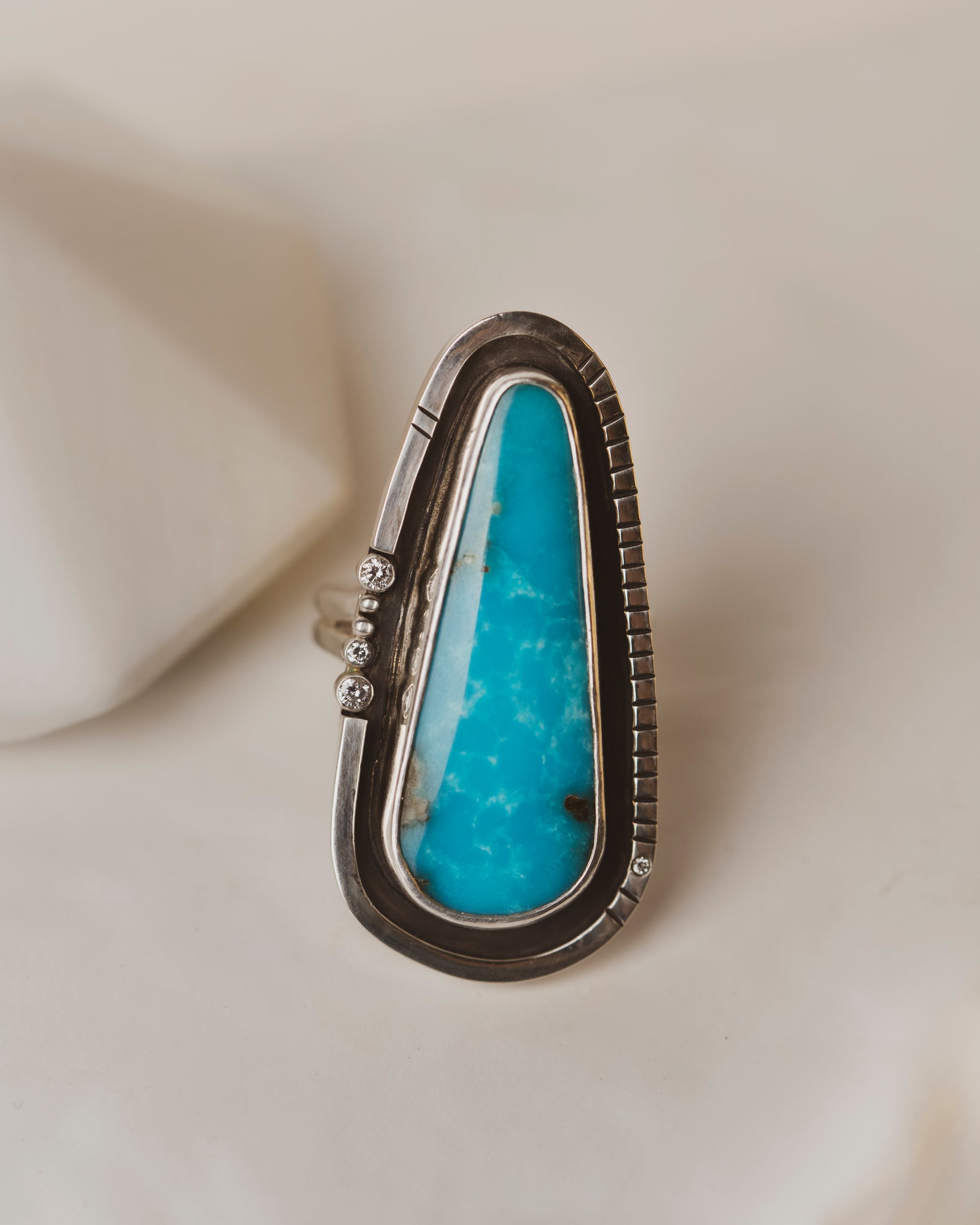 Drop of Ocean Turquoise and Diamond Ring