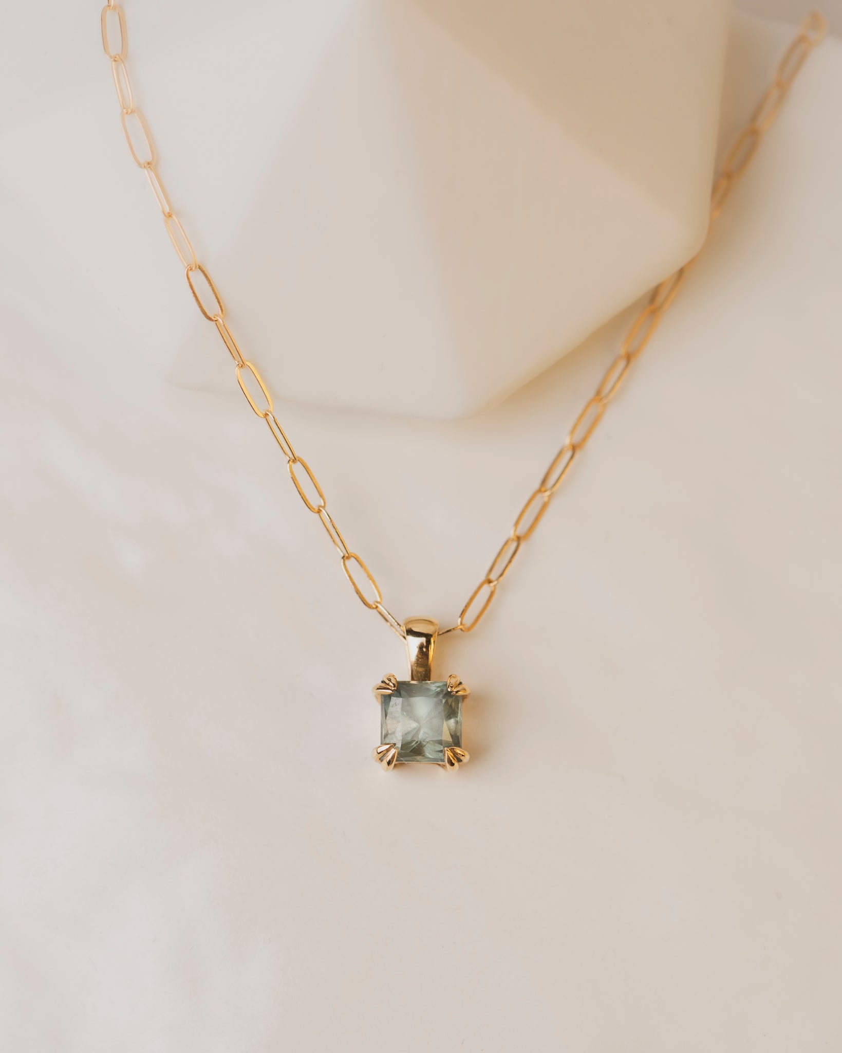 2.4 Carat Square Cushion Cut Sapphire Necklace