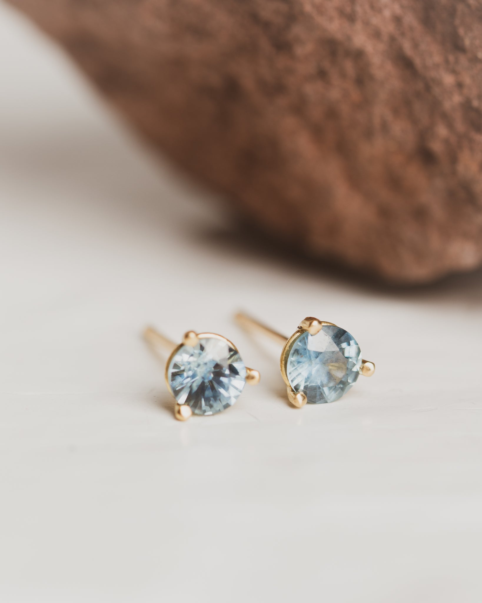 Montana Sapphire Gold Stud Earrings