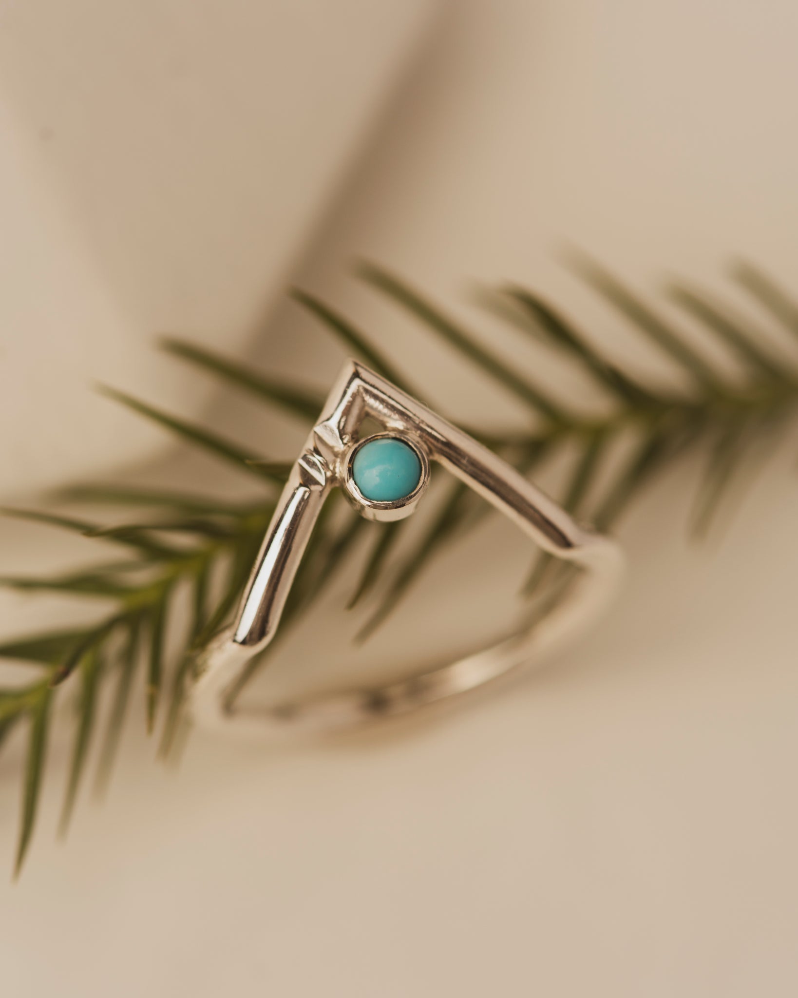 Sterling Silver Peak Ring with Sleeping Beauty Turquoise